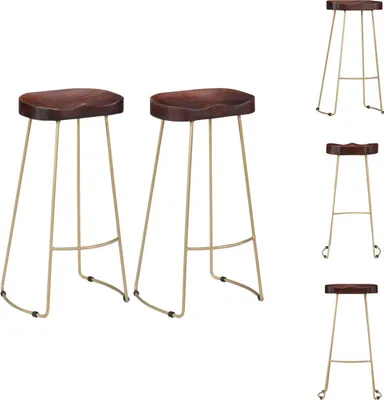 Produktbild von vidaXL Gavin Barhocker 2 Stk. Massivholz Mango -  Barhocker