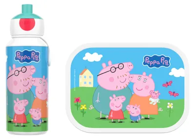 Produktbild von Mepal - Pausenset Campus Set für Kinder mit Pop-up Trinkflasche & Lunch Box - Lunch-Set für die Schule oder unterwegs - Spülmaschinenfest - 400 + 750 ml - Peppa Pig