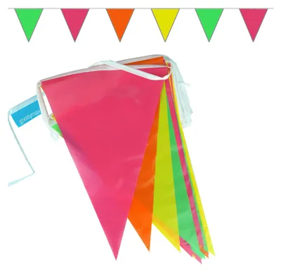 Produktbild von Goodymax® Wimpelkette 10 m Farbmix - 4 Farben - Pink Orange Gelb Grün