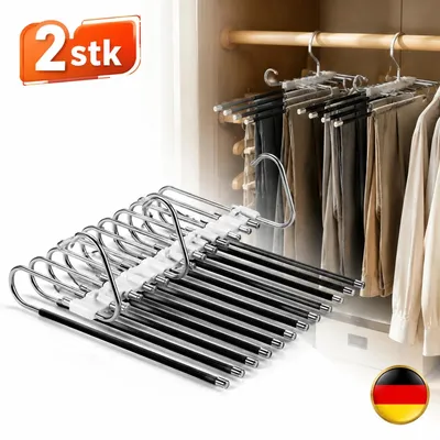 Produktbild von Hosenhalter Mehrstöckig Klappbar Edelstahl 2 Stück 5 in 1 Platzsparend Hosen DE