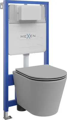 Image de Mexen Kit WC sur colonne Felix Slim avec cuvette Rico et siège à chute lente, gris clair mat - 61030724061