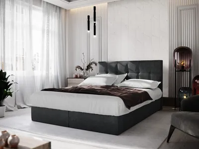 Produktbild von Boxspringbett BOLZANO 180x200cm Doppelbett mit Bonell-Matratze, Topper und mit 2 Bettkästen (Schwarz)
