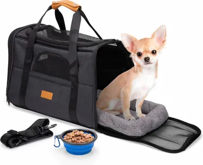 Obrázok produktu pre maxxpro prepravná taška taška pre psa taška pre mačku 44 x 31 x 34 CM skladacia prepravka pre psa vrátane príslušenstva do 5 KG sivá