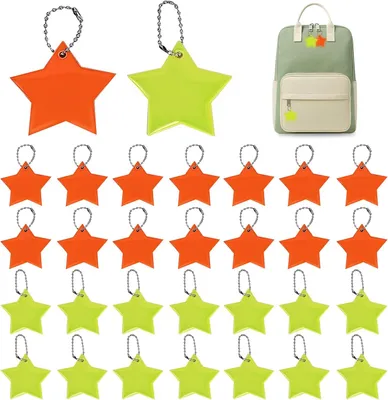 Immagine prodotto di 30 portachiavi riflettenti, riflettori, zaino scolastico, bambini, 2 colori, stella, riflettore di sicurezza, portachiavi, impermeabile, per zaini, abbigliamento, biciclette