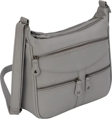 Produktbild von Damen Tasche Schultertasche Umhängetasche Leder Optik Handtasche GRAU (NB-3109)