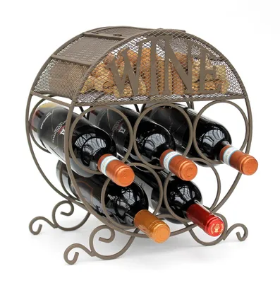 Produktbild von Weinregal Metall Korkenbehälter Rund Freistehend Klein Flaschenregal 83131 Weinschrank Flaschenständer