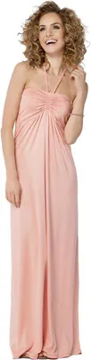 Produktbild von Damen Kleid Lang Maxi Kleid am Hals zum Binden; Lachs/XL/2XL 42/44
