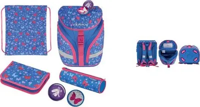 Zdjęcie produktu dla Herlitz SoftLight Plus Butterfly, Piórnik, Pencil pouch, Tornister szkolny, Torba sportowa, Dziewczyna, Szkoła podstawowa, Plecak, 16 l, Kieszeń boczna
