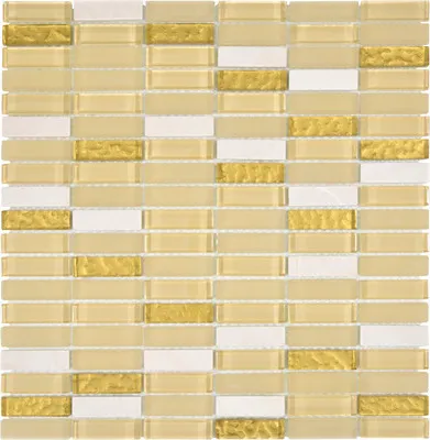 Produktbild von Glasmosaik mit Naturstein XCM SM91 31x32,2 cm beige/gold/weiß