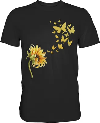 Produktbild von Sonnenblume Sommer Schmetterlinge T-Shirt – Black / XL