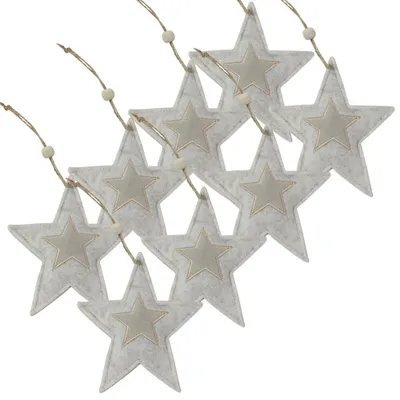 Image de Pendentif de Noël 8 étoiles beige Décoration de fenêtre Noël