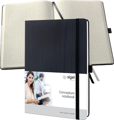 Produktbild von SIGEL CO117 Notizbuch Conceptum, Hardcover, Tabletformat, kariert, schwarz, 194 S.