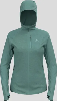 Odlo Ascent Performance Wool 125 Micro Mid Layer mit Kapuze und Reißverschluss, Größe:M, Farbe:arctic