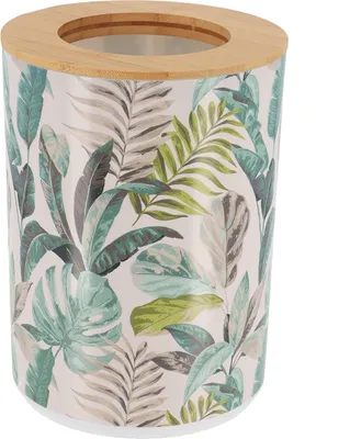 Image de Poubelle décorative Jardin 5L avec couvercle en bambou