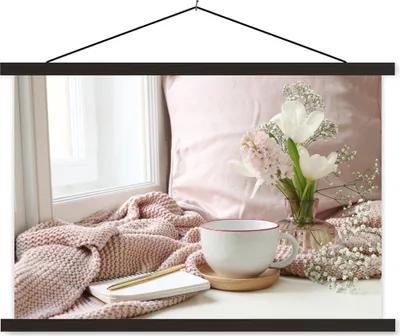 Produktbild von MuchoWow® Textilposter Stillleben - Frühling - Blumen 150x100 cm mit schwarzem Rahmen - Schlafzimmer