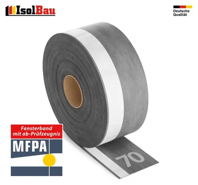 Isolbau Fensterband Außen Schwarz 70 mm x 30 m Fensteranschlussband Dichtband schlagregendicht