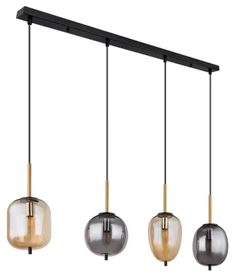 Produktbild von Hängelampe, Messing-matt, Amber-Glas, 4-Flammig