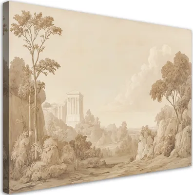 Produktbild von Leinwandbild Landschaft Sepia Natur 60x40 Feeby Beige bild für die wand bereit zum aufhängen