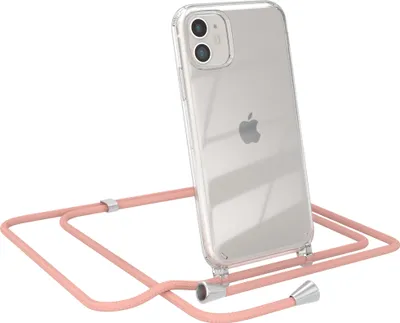 Produktbild von EAZY CASE Handykette kompatibel mit Apple iPhone 11, Handyhülle mit Umhängeband, Handykordel, Schutzhülle Clear, Band in Rosa