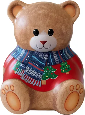 Produktbild von Teddy Blechdose für Plätzchen & mehr, 16 cm x 13 cm, lebensmittelecht, Winter-Edition mit Backrezept