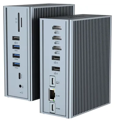 Produktbild von Qhou USB-C Docking Station, 16 in 1 Docking Station USB C, dreifach HDMI, 100 W