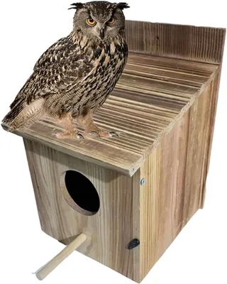 Obrázok produktu pre Hniezdotvor pre sovy – domček pre vtáky do záhrady – umožní vtákom hniezdiť – odolná drevená konštrukcia – 25x22x25 cm – farba dreva