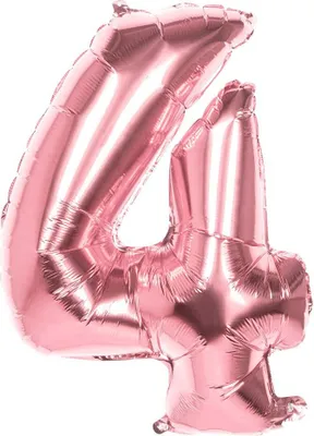 Produktbild von XL Folienballons Zahl 86 cm groß - Rose Gold - Luft oder Helium Luftballons Zahl 4 - Folienballon 86 cm
