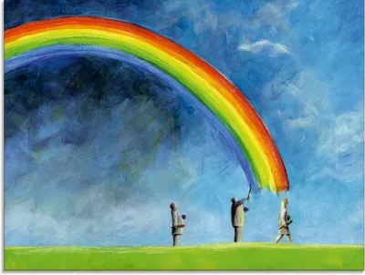 Produktbild von ARTland Glasbild Regenbogen malen Größe: 80x60 cm