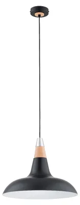 Zdjęcie produktu dla Lampa wisząca DORO czarna-jasne drewno-chromowana 1xE27x15W metal wym:90x38,5x38,5cm IP20 Alfa