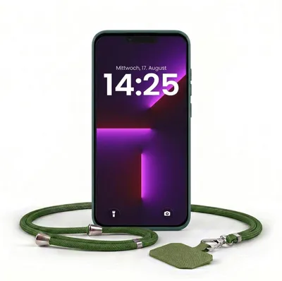 Produktbild von Handyhülle für Apple iPhone 13 Pro Max mit Handykette Band Kordel Hülle Case Schutzhülle Grün