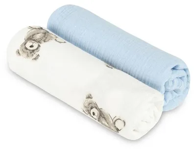 Produktbild von Mullwindeln aus Musselin, 60 x 75 cm, 2er-Set, Teddy Blue