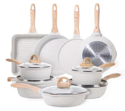 23-tlg. Kochtopfset, Granit-Antihaft, Induktion, Beige