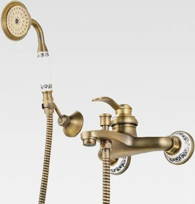 Produktbild von Badewannenarmatur mit Handbrause Badewanne Wasserhahn Wandmontage für Badezimmer Wannenarmatur Messing
