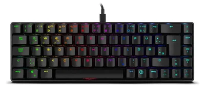 Image de Mini clavier mécanique 65%, Bluetooth et USB, switches Outemu Red, anti-ghosting, éclairage LED RGB, disposition DE, couleur noire, modèle Tactical DE
