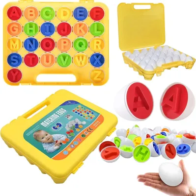 Zdjęcie produktu dla Duży Zestaw Układanka Gra Edukacyjna Sorter Montessori Klocki Jajka Litery