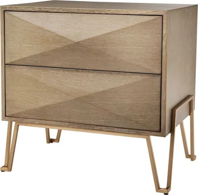 Produktbild von Casa Padrino Luxus Nachttisch mit 2 Schubladen Braun / Messing 62,5 x 49 x H. 60 cm - Luxus Qualität