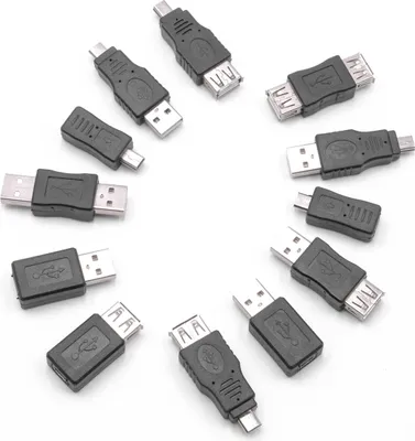 Produktbild von vhbw 12x Adapter OTG für Mobilgerät - USB 2.0 Kabeladapter Set Schwarz