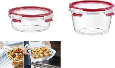 Produktbild von Emsa Clip&Close Glass Vorratsdose 600 ml Glas Rot