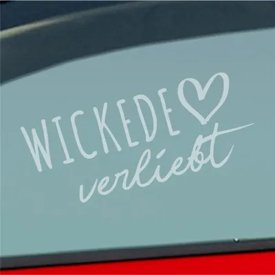 Produktbild von Auto Aufkleber Hellweg Druckerei Wickede verliebt Herz Gemeinde Liebe Car 19x19 cm Milchglas Sticker Heckscheibenaufkleber