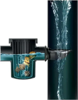 Immagine prodotto di Raccoglitore d'acqua piovana con filtro e foro - Per tubo di scarico e valvola di scarico - Monoblocco