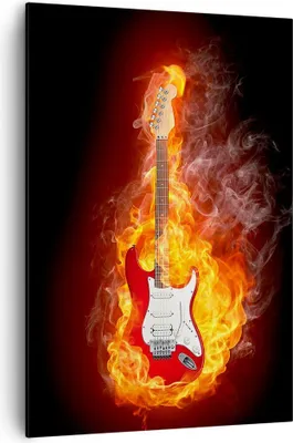 Produktbild von Bild auf Leinwand - Leinwandbild - Einteilig - Flammen Gitarre Instrument - 70x100cm - Wand Bild - Wanddeko - Wandbilder - Leinwanddruck - Wanddekoration - Leinwand bilder - Wandbild - PA70x100-0196
