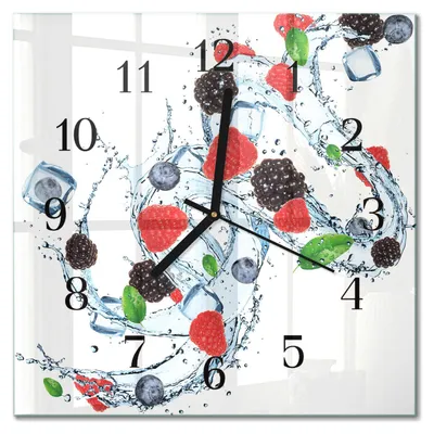 Produktbild von Tulup Glasuhr Wanduhr Küchenuhr Echt-Glas 30x30 cm Modern Dekorativ Geräuschlos Schwarzen Zeigern - Fruchteiscreme