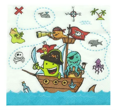 Produktbild von 20 Servietten Pirate Crew - Monster-Piraten 33x33cm