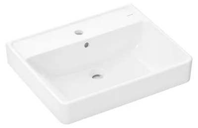 Zdjęcie produktu dla Hansgrohe Xanuia Q umywalka nablatowa, z otworem na baterię i przelewem, szlifowana, 600 × 480 mm, biała błyszcząca, 60243450