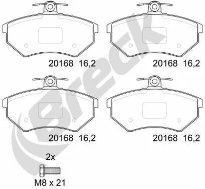 Produktbild von BRECK Bremsbeläge Satz Vorne Bremsklötze für VW GOLF III (1H1) 20168 00 701 00