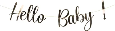 Produktbild von Banner Girlande Hello Baby gold Schriftzug