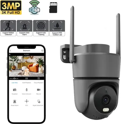 Produktbild von INF ICSEE App 3MP Smart WiFi Schwenk Neige Überwachungskamera mit Cloud Speicher 128