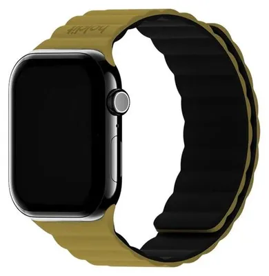 Produktbild von Holdit Silikonarmband mit Magnetverschluss für Apple Watch | 38/40/41/42 mm - Olivgrün / Schwarz