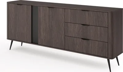 Produktbild von BETTSO Zweitürige Kommode ARVIS 195 cm - Stilvoll in dunkler Dunin-Eiche mit schwarzen Akzenten