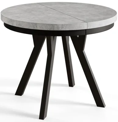 Produktbild von Esstisch Rund Evo, Moderner Esstich Ausziehbar, Tisch mit Stabile Konstruktion, Durchmesser 80 - 130 cm, Farbe Graphit